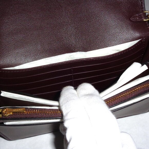 Coach 1941 Black Leather Foldover Chain Crossbody Shoulder Purse Wallet Hand Bag - Picture 10 of 16